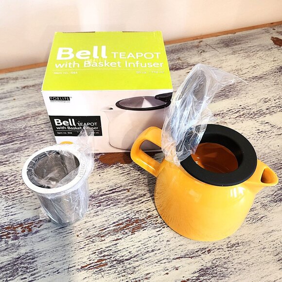 Bell Teapot with Basket Infuser - 26 oz. New! - Mandarin Orange - Picture 2 of 3